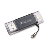 Verbatim iStore 'n' Go Dual USB Flash Drive, Apple Lightning, 64GB, USB 3.0, Graphite