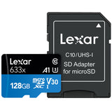 Lexar High Performance MicroSDXC, 128GB, 633x, UHS-I, w/ SD Adapter