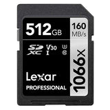 Lexar Professional SDXC Memory Card, 1066x 512GB, Class 10, UHS-I, U3