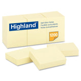 3M Highland Yellow Stick Notes 1 1/2in x 2in 100sht/pd 12 pads/pk