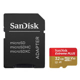 SanDisk Extreme PLUS microSDHC Memory Card, 32GB, Class 10/UHS-I, 95/90MB/S, With Adapter
