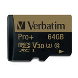 Verbatim Pro+ Memory Card with adapter, 44034, 64GB, microSDXC, 600X, UHS-1, U3, Class 10